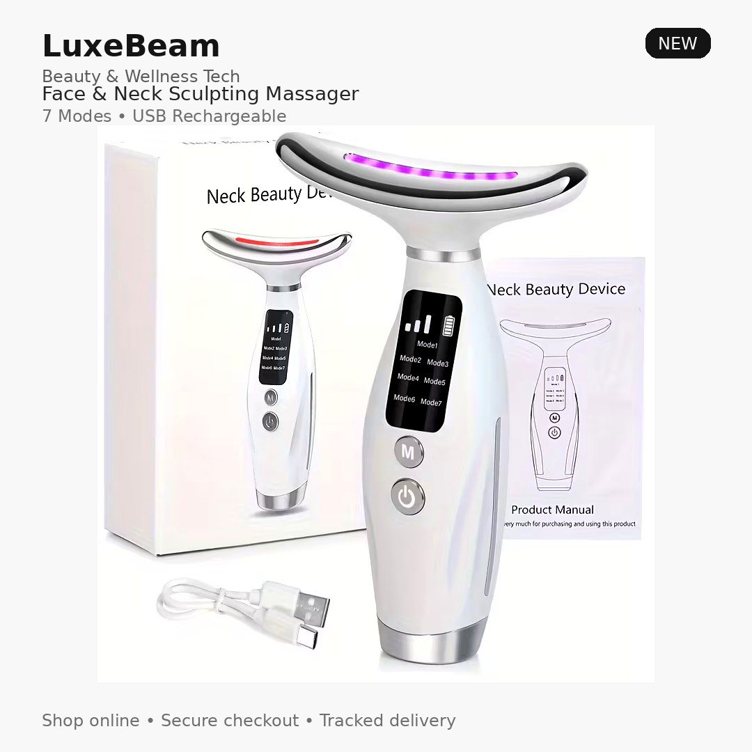 LuxeBeam SculptPro Face & Neck Massager (7 Modes)